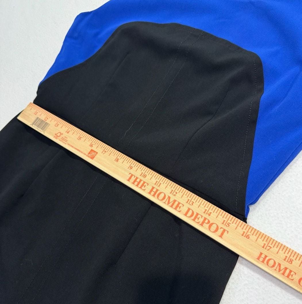 Calvin Klein Colorblock Sheath Dress Blue Black Sleeveless Career Size 8 3