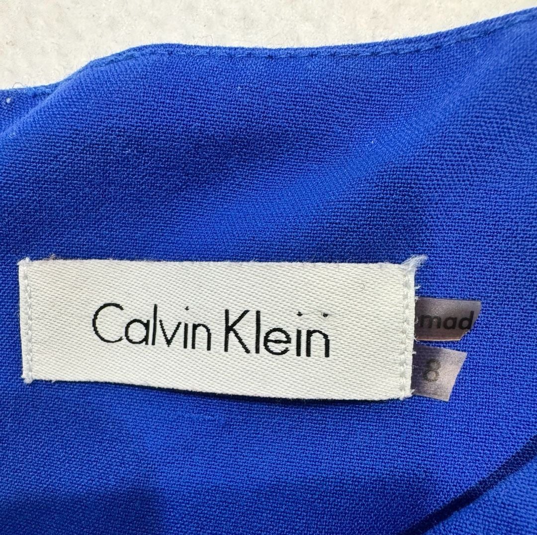 Calvin Klein Colorblock Sheath Dress Blue Black Sleeveless Career Size 8 5