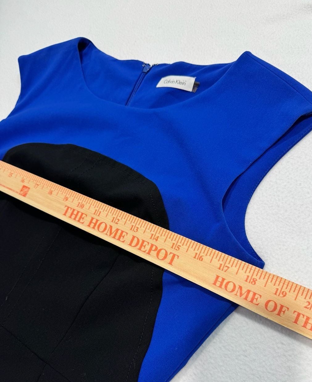 Calvin Klein Colorblock Sheath Dress Blue Black Sleeveless Career Size 8 4