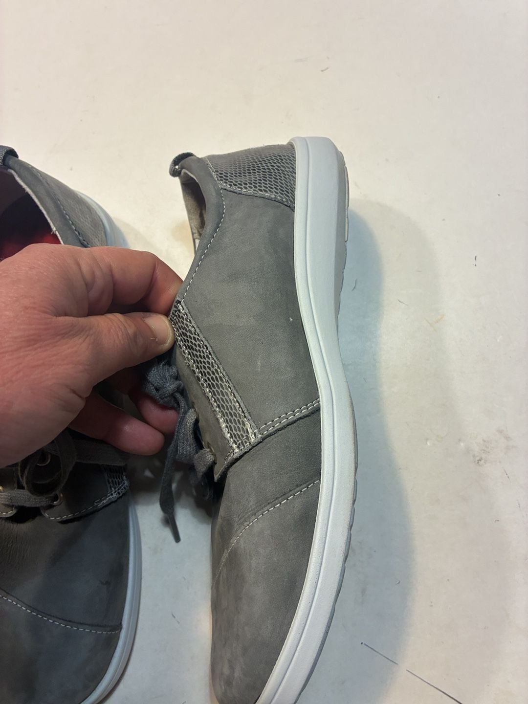 SAS Gray Leather Walking Shoes Sneakers Comfort Made In Usa 3