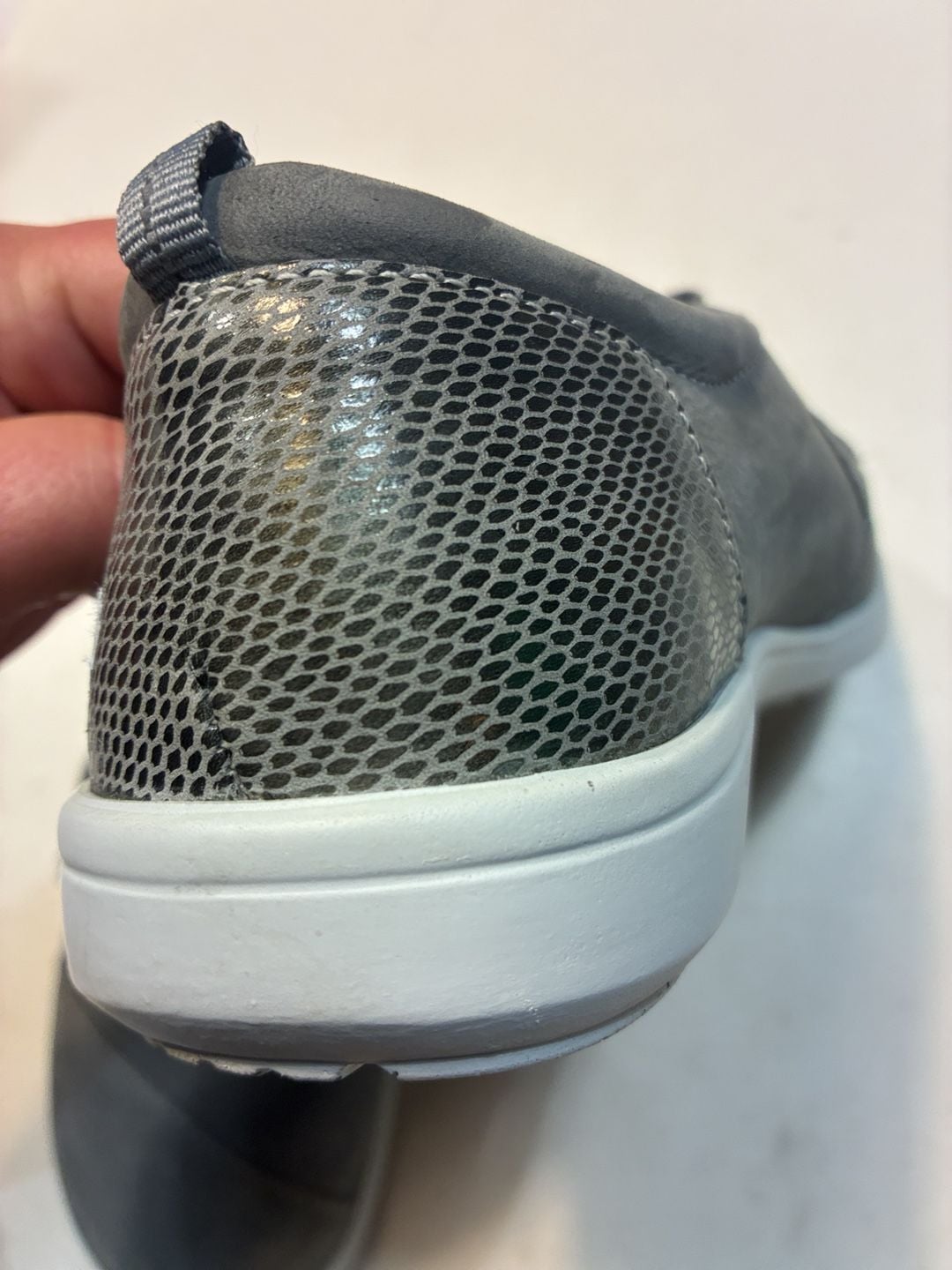 SAS Gray Leather Walking Shoes Sneakers Comfort Made In Usa 4