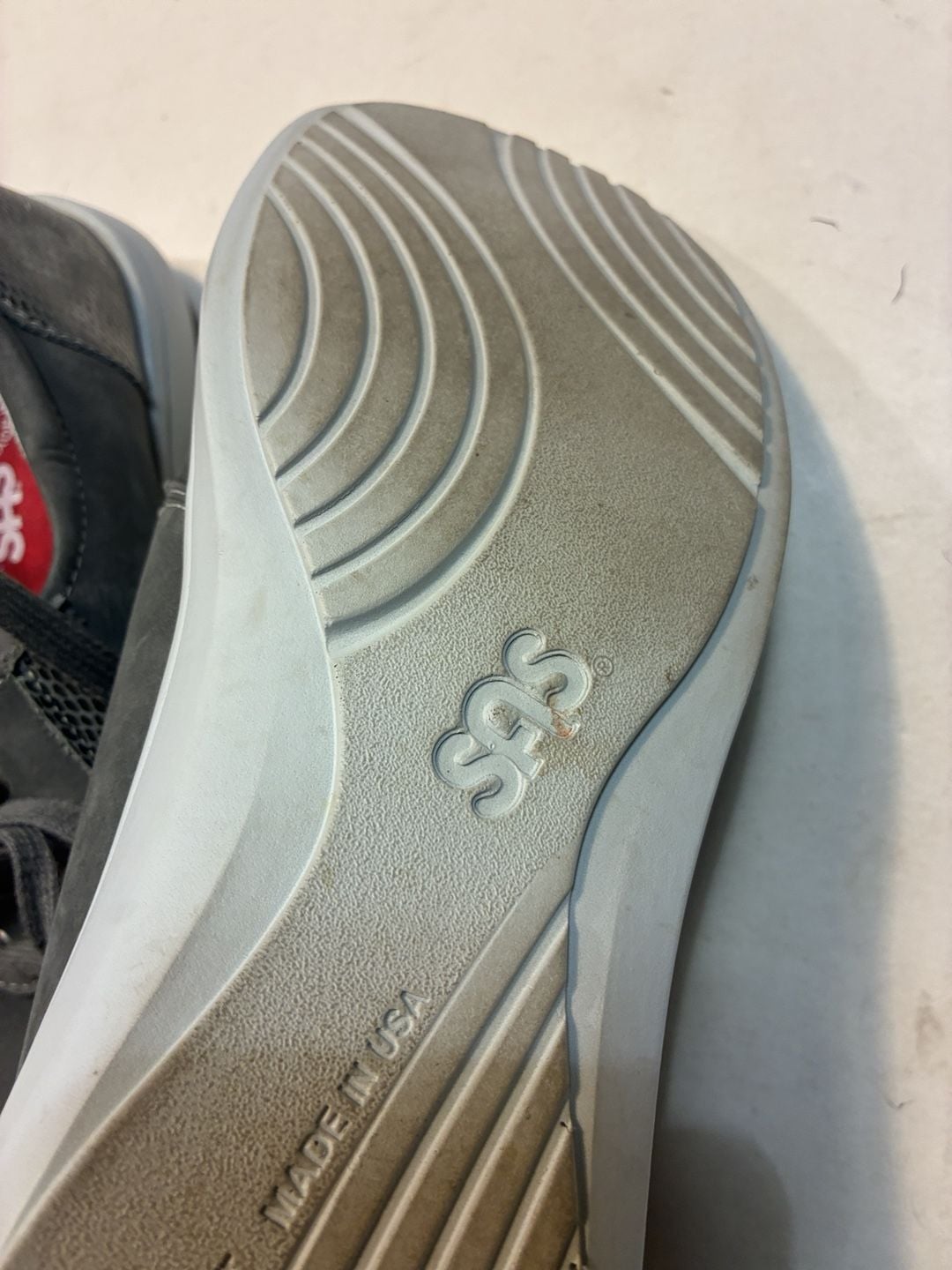 SAS Gray Leather Walking Shoes Sneakers Comfort Made In Usa 7