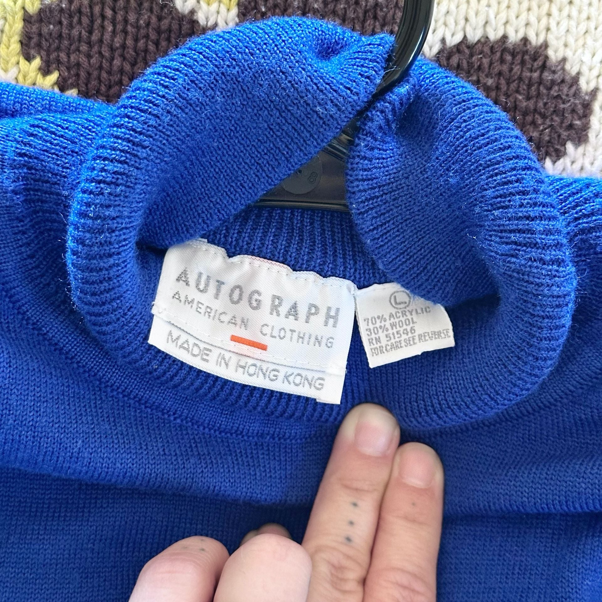 Vintage Cobalt Blue Sweater by “Autograph American Clothing”, Size L 3