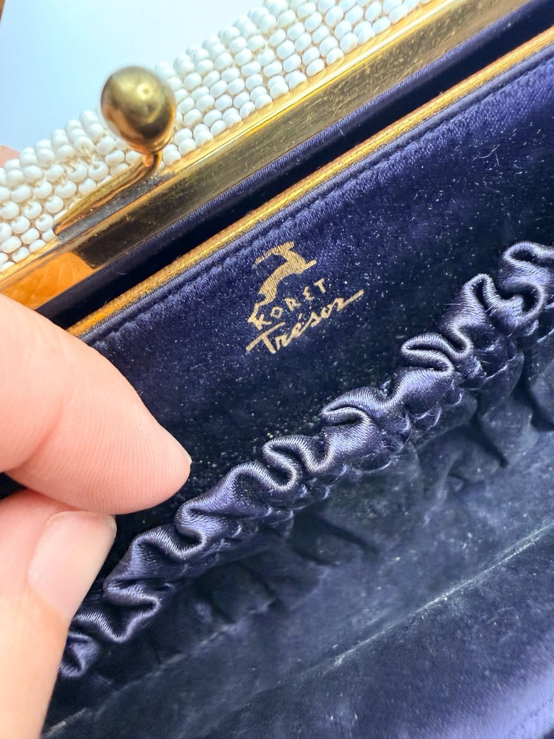 Koret Tresor Beaded Velvet Evening Bag Purse 1