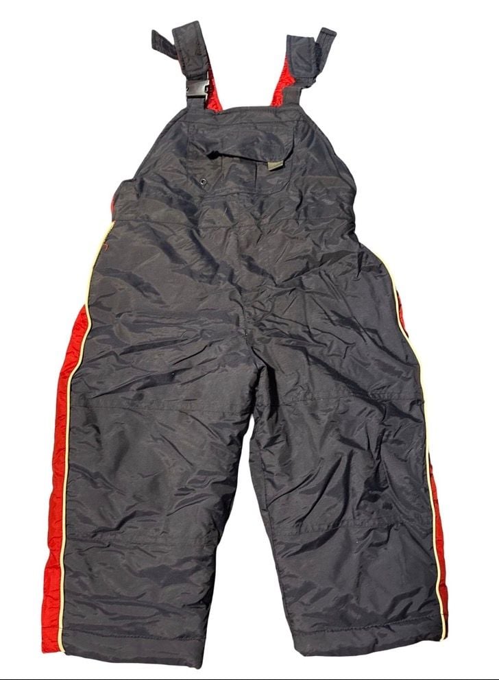 WE Sport Weathertamer Toddler 3T Insulated Snow Bib Overalls Black Red Ski Pants 2