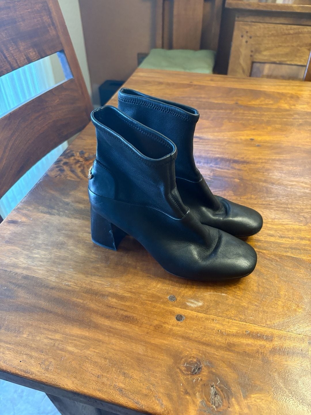 Tory Burch Boots Size 7M Black Leather Ankle Heel 3
