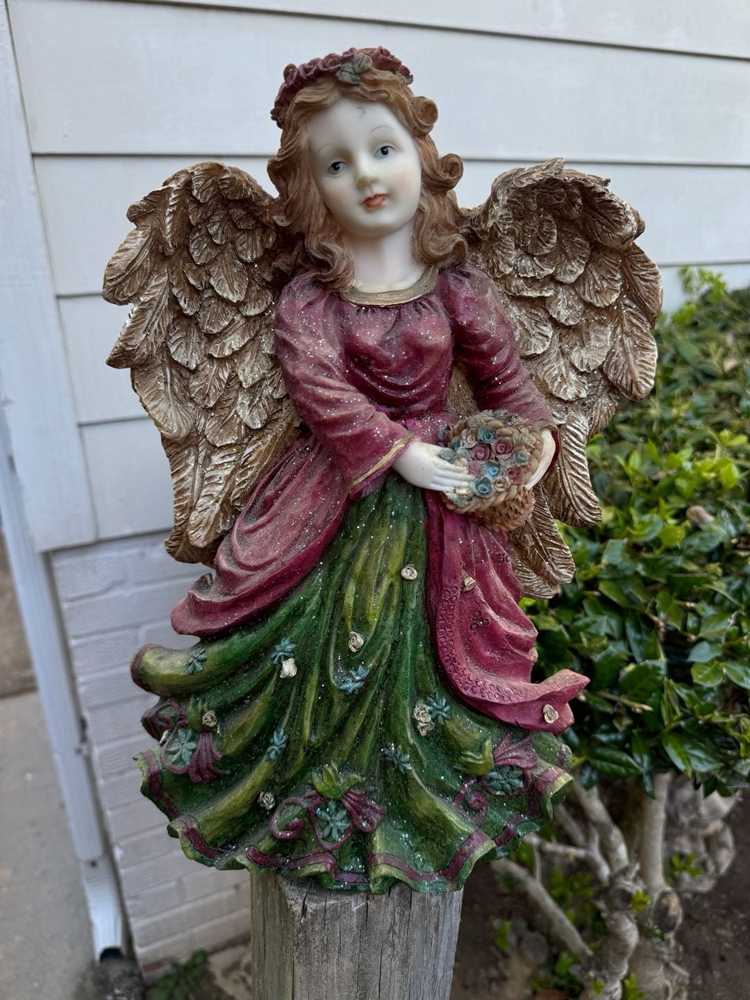 Resin Angel Figurine Holding Flower Basket 1