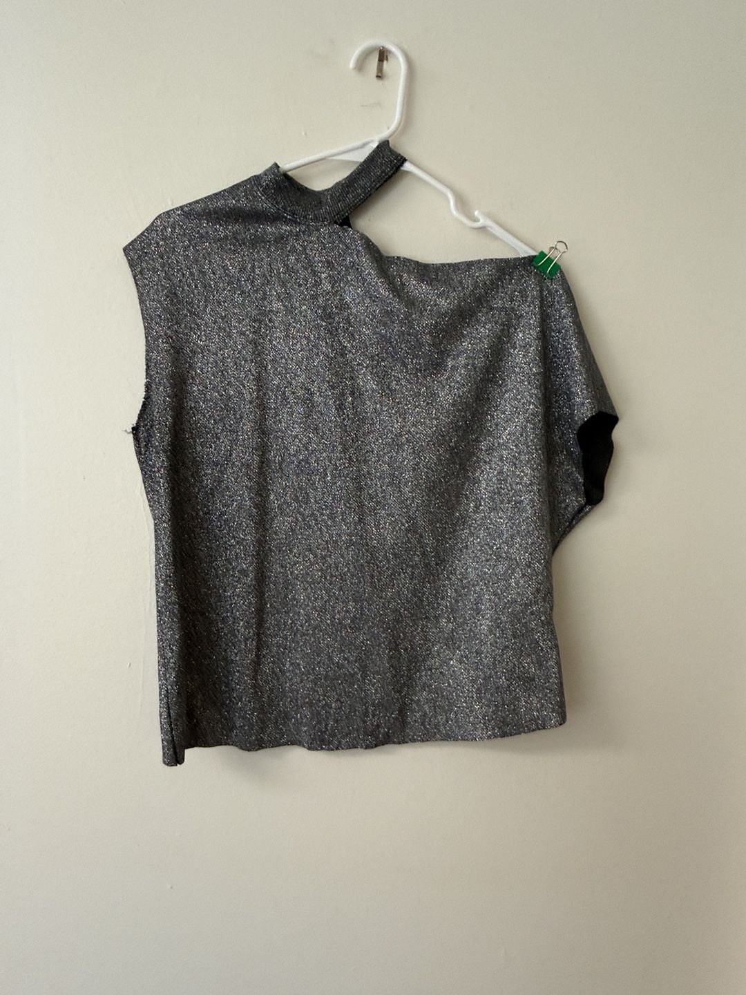 RtA Metallic One-Shoulder Top Size S Silver Black Asymmetrical 2
