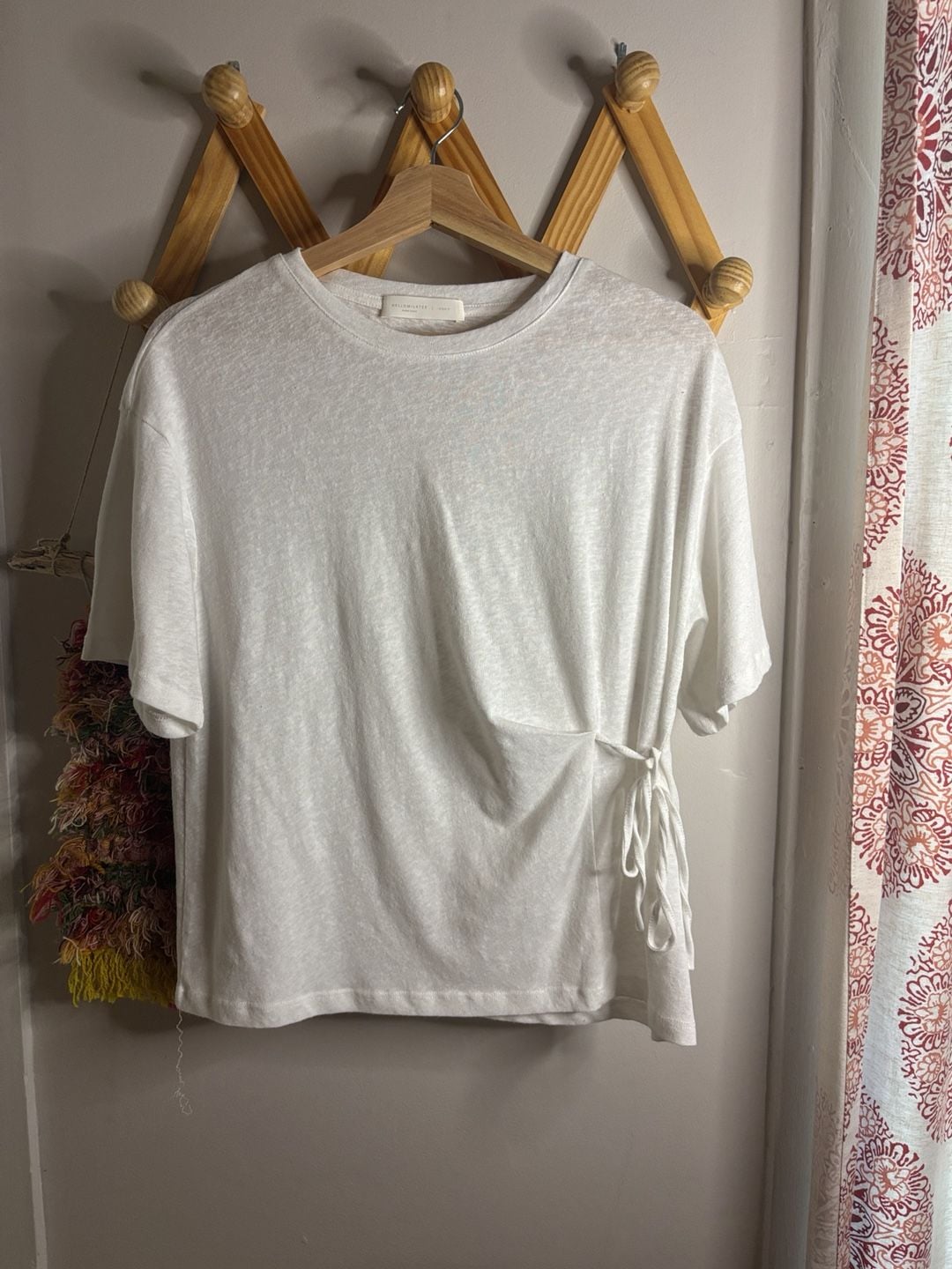Hellomilktee Tie Side T-Shirt Size F White 2