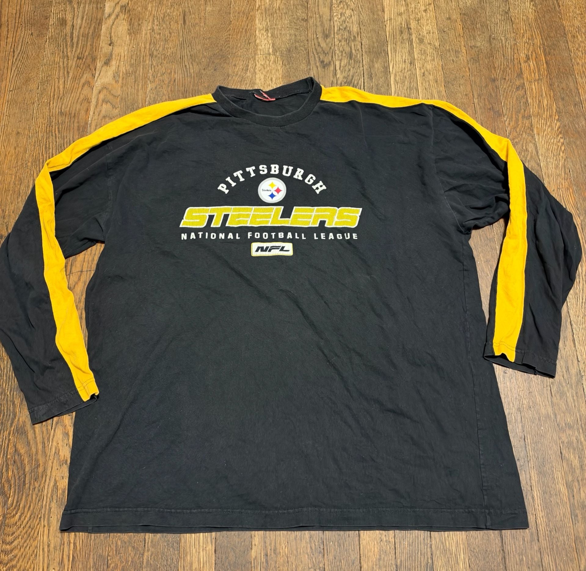NFL Pittsburgh Steelers Vintage Long Sleeve T-Shirt Black Yellow XXL 2