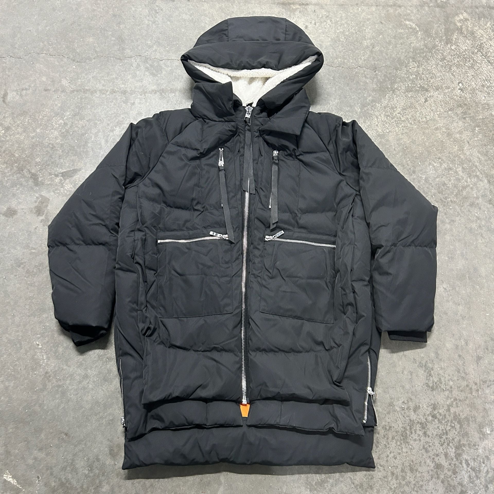 OROLAY Women's Black Long Down Puffer Winter Coat S Hooded Sherpa Lined Parka 2