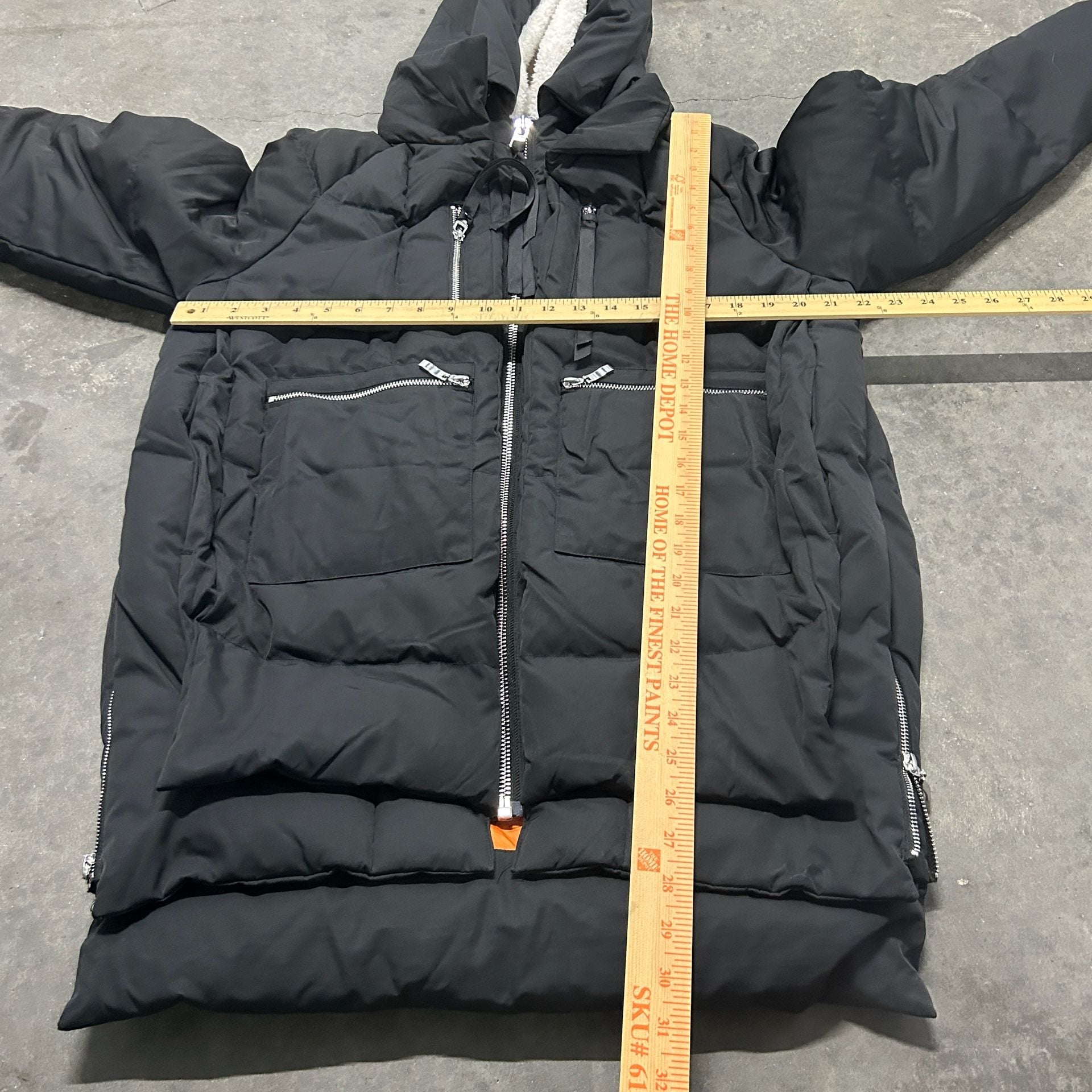 OROLAY Women's Black Long Down Puffer Winter Coat S Hooded Sherpa Lined Parka 6