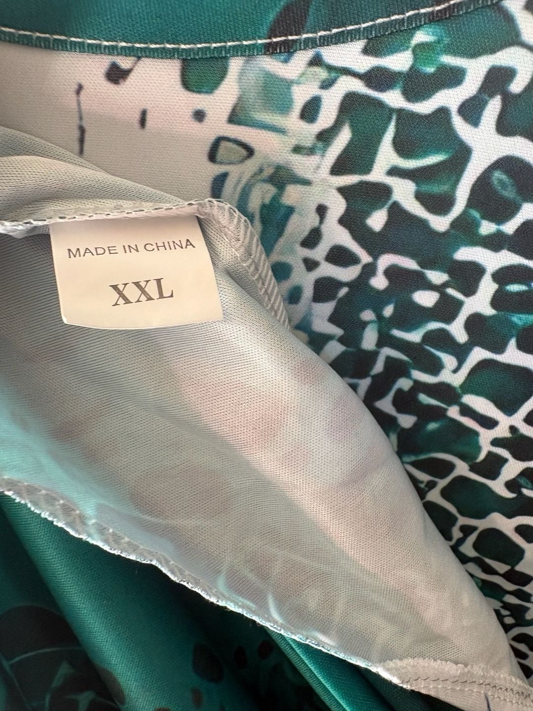 Abstract Two-Piece Pants Set Size XXL Green White Long Sleeve 4