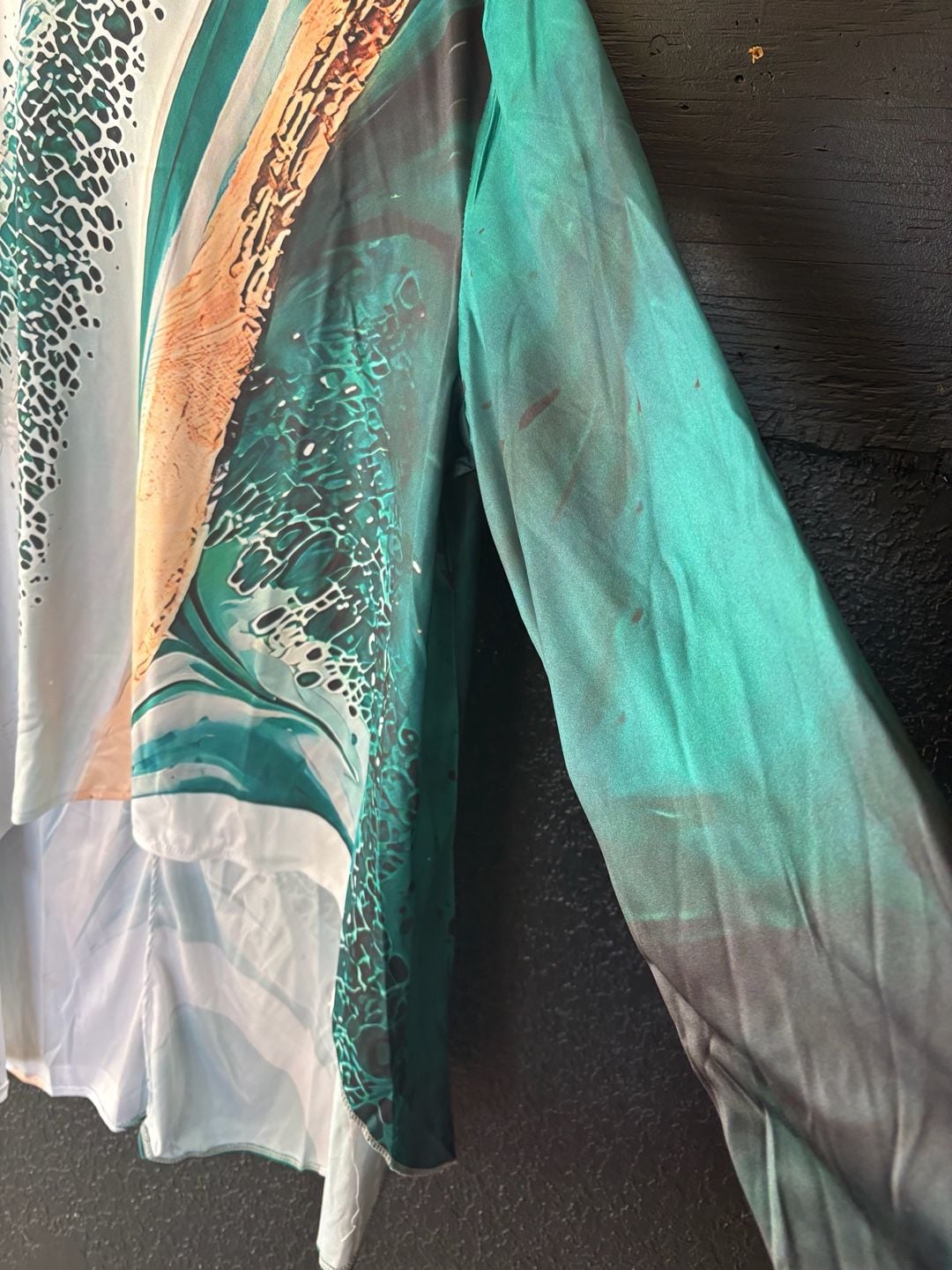 Abstract Two-Piece Pants Set Size XXL Green White Long Sleeve 7
