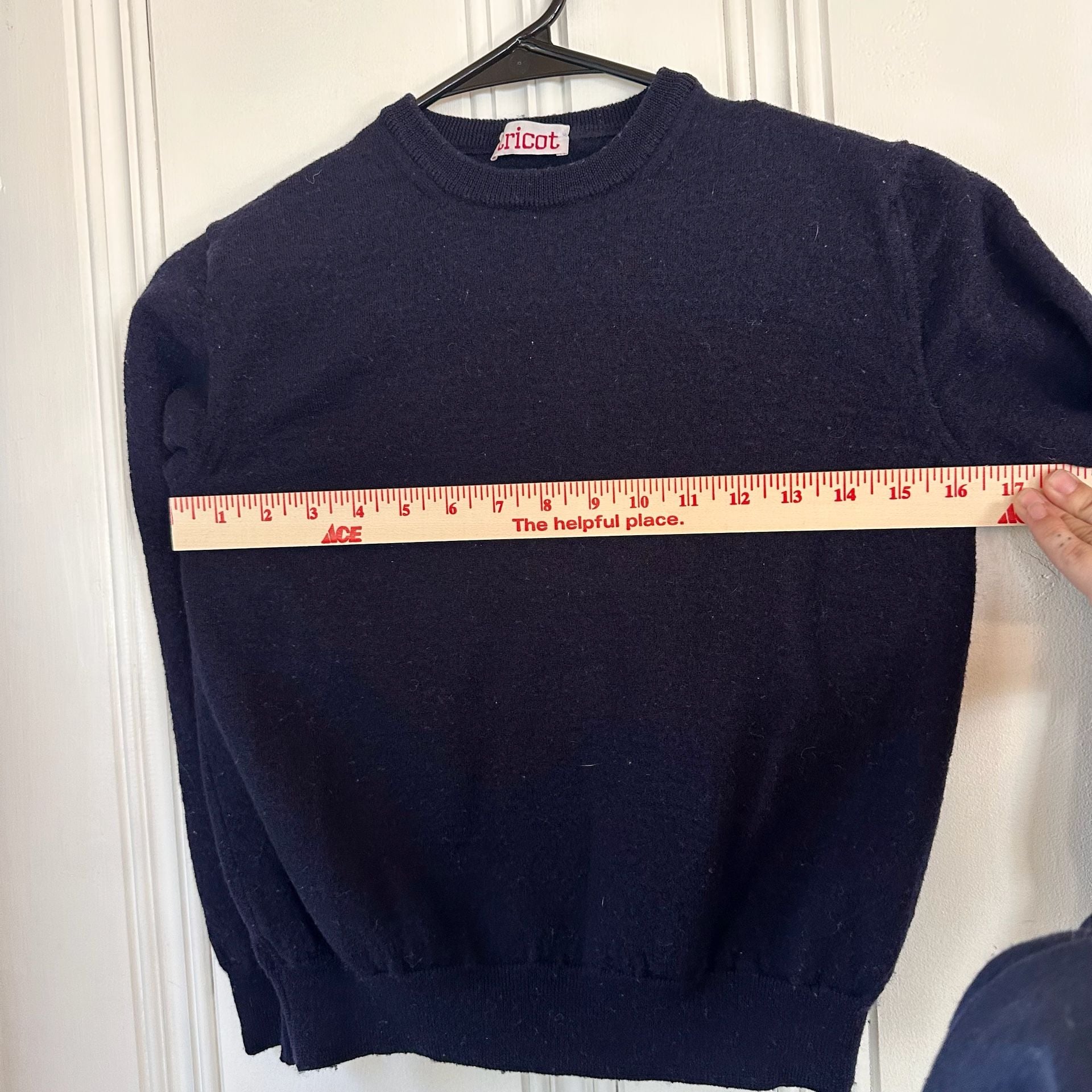 Tricot Sweater Size 52/L Black Italian Wool Crewneck 5