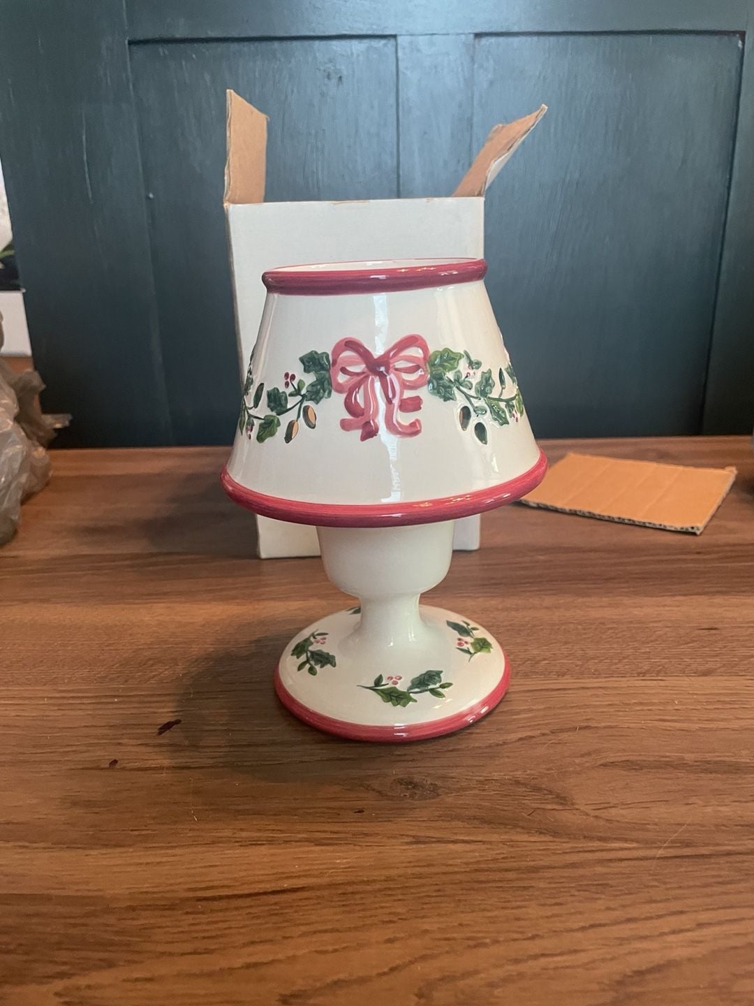 Wax Accessories #12644 Votive Lamp Holly Christmas Decor Candle Holder 1
