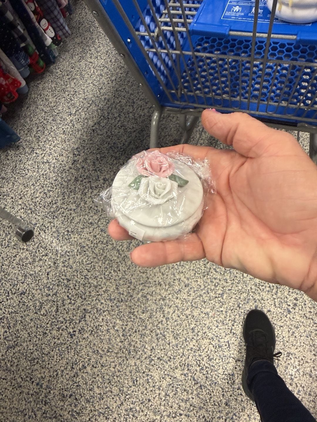 Ceramic Rose Trinket Box White Pink Floral Lid 2