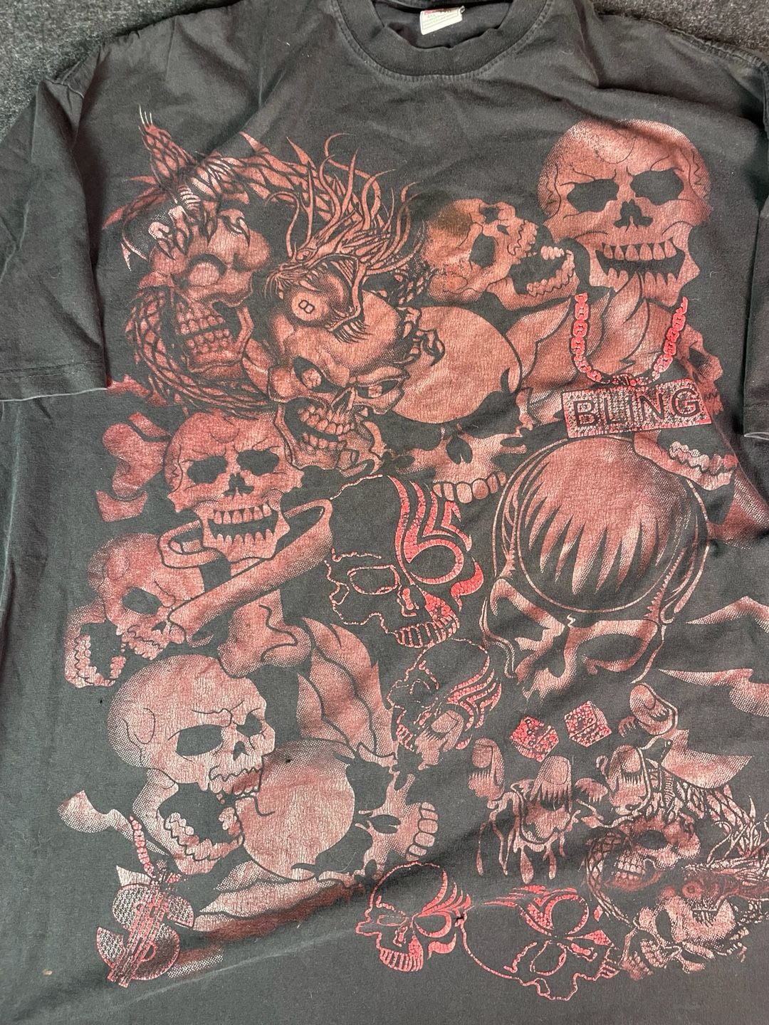 Club 21 Skull Bling Graphic T-Shirt 4XL Tall Black Pre-Shrunk 9
