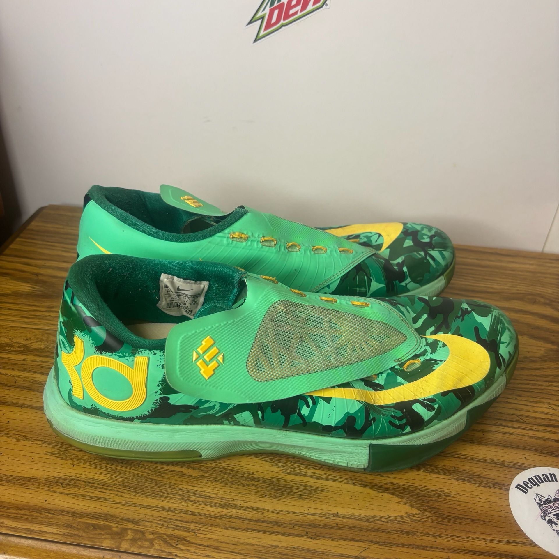 Nike KD 6 VI Men's Sneakers Easter Green Camo Size 12.5 pre-owned 6