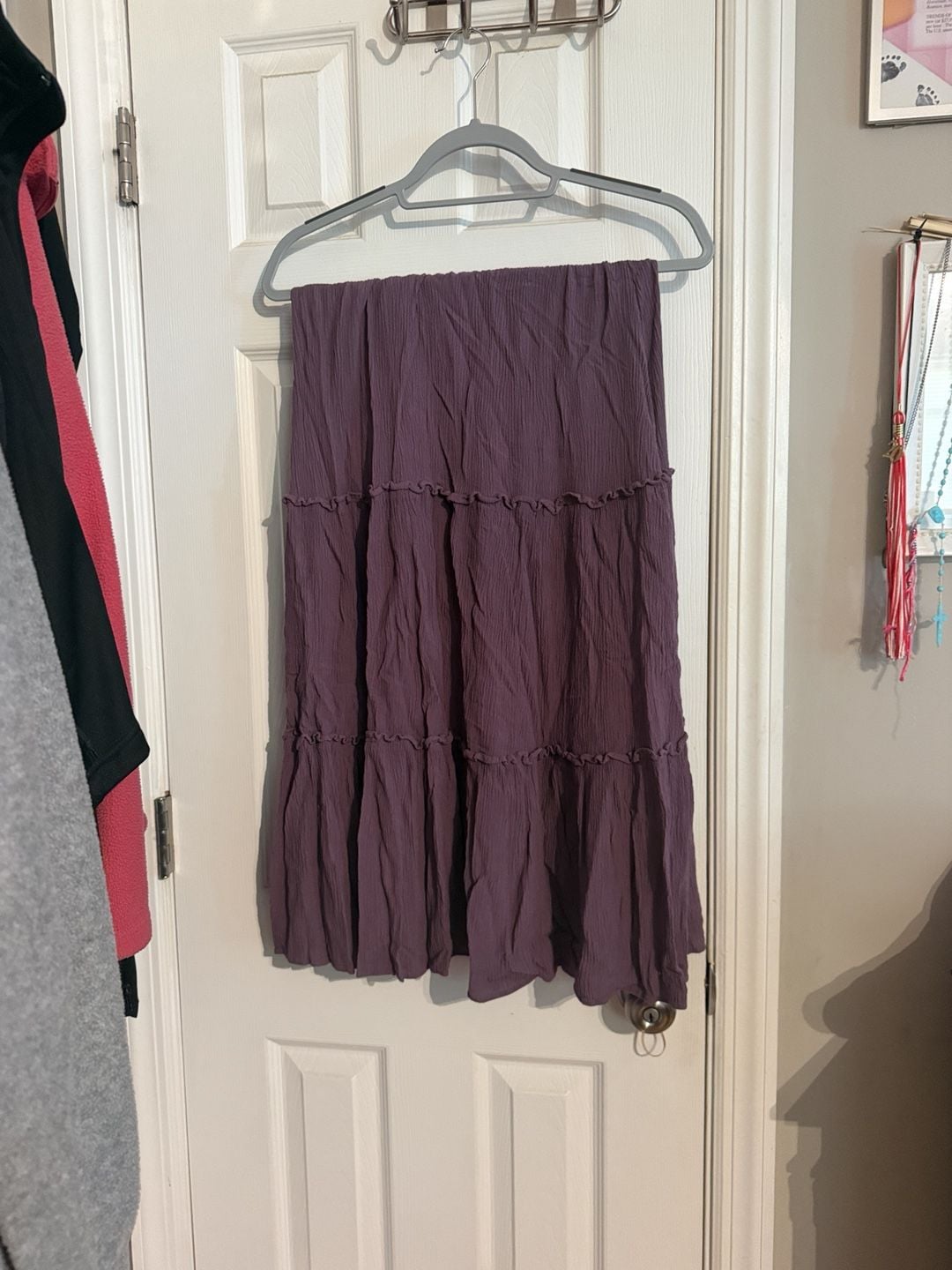 Market & Spruce Tiered Skirt Size M Purple Smocked Maxi 4