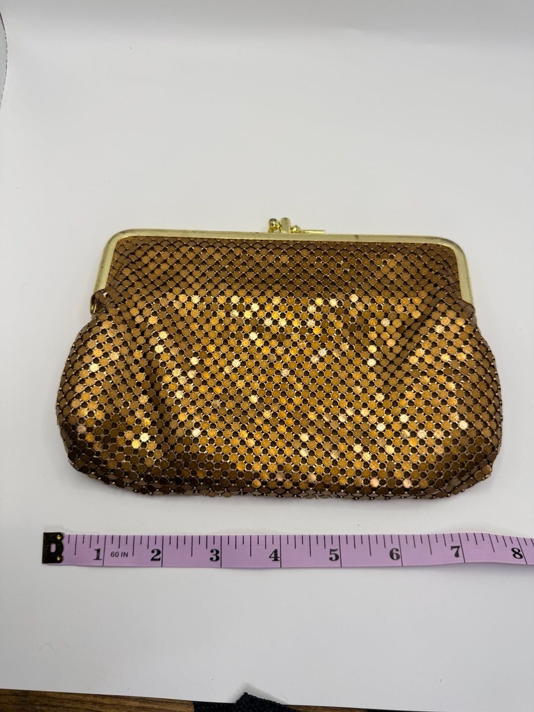 Vintage Gold Mesh Clutch Evening Bag Purse 2