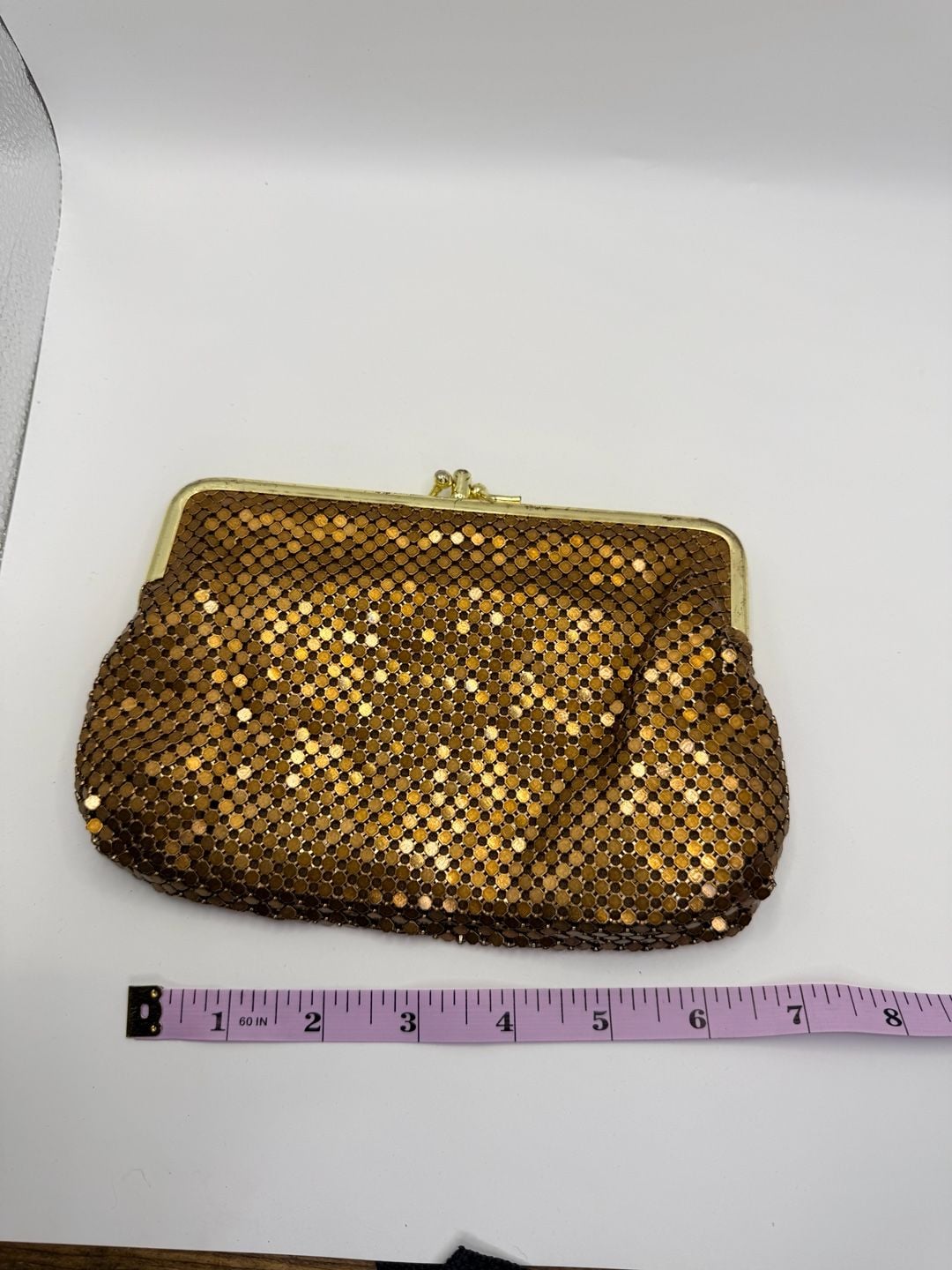 Vintage Gold Mesh Clutch Evening Bag Purse 3