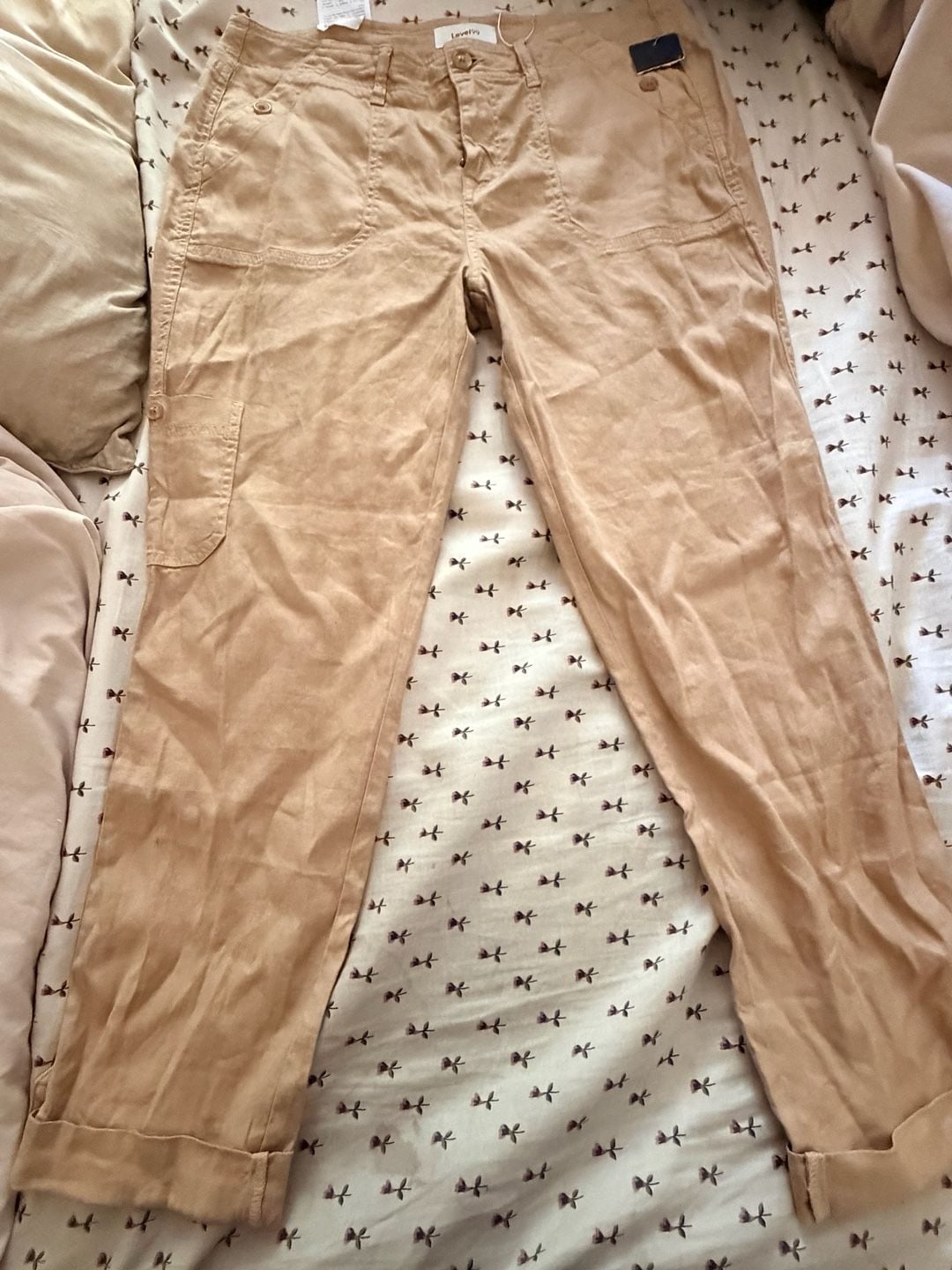 Level99 Utility Cargo Pants Size 32 Tan Casual Pocket Trousers 5