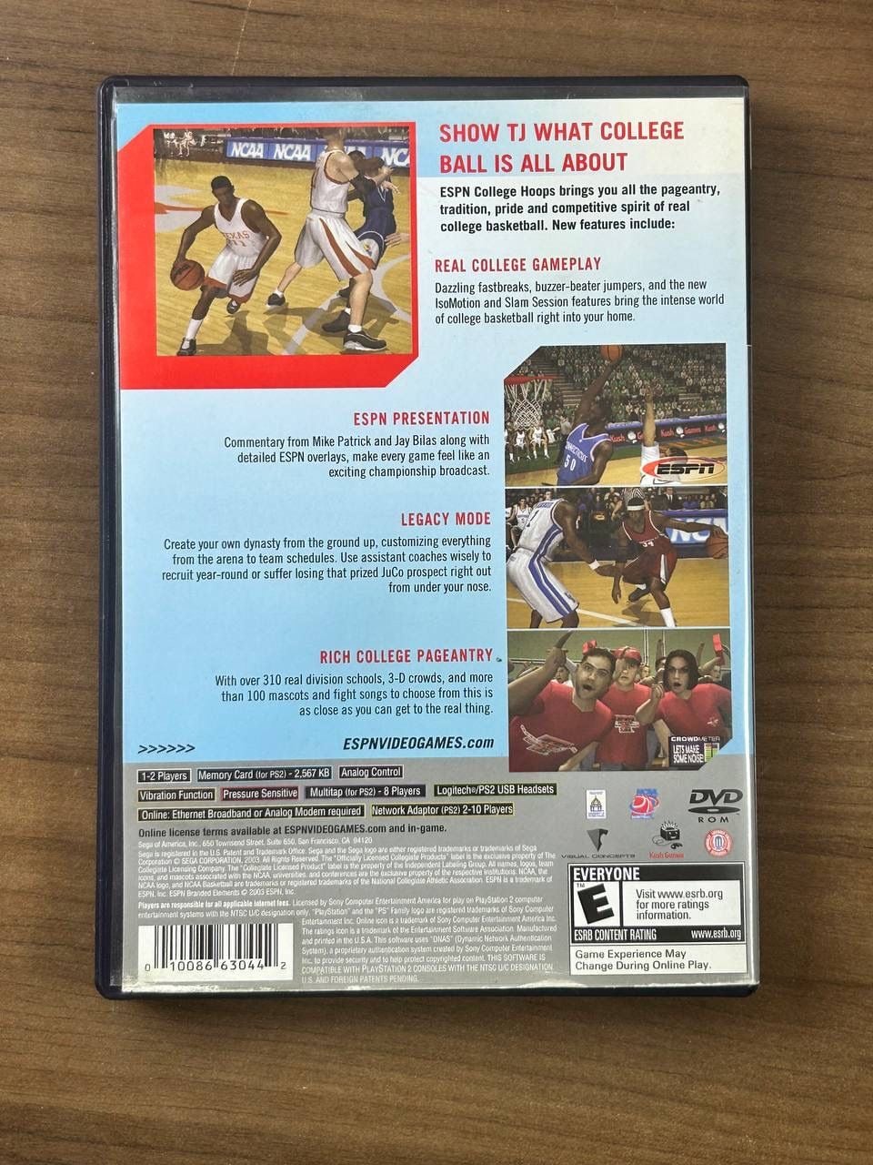 ESPN College Hoops 2K4 PS2 PlayStation 2 Game Disc & Case No Manual Ex Rental 3