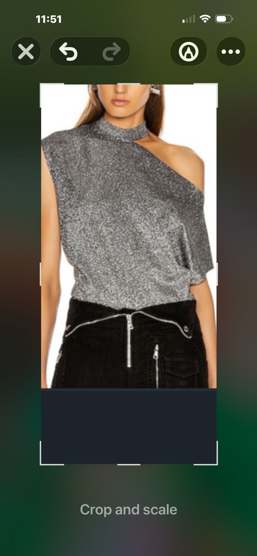 RtA Metallic One-Shoulder Top Size S Silver Black Asymmetrical 4
