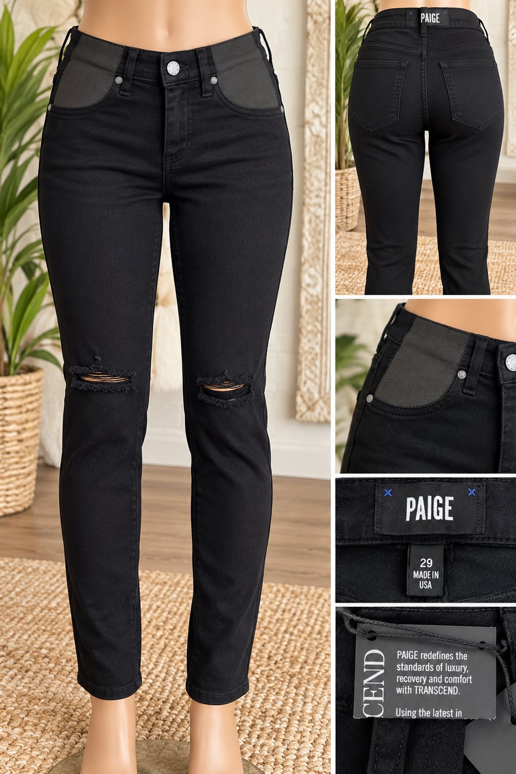 Paige Verdugo Ultra Skinny Maternity Jeans Size 29 Black Distressed 2