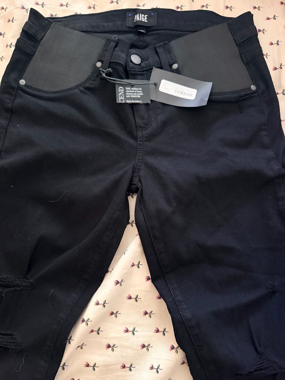 Paige Verdugo Ultra Skinny Maternity Jeans Size 29 Black Distressed 3