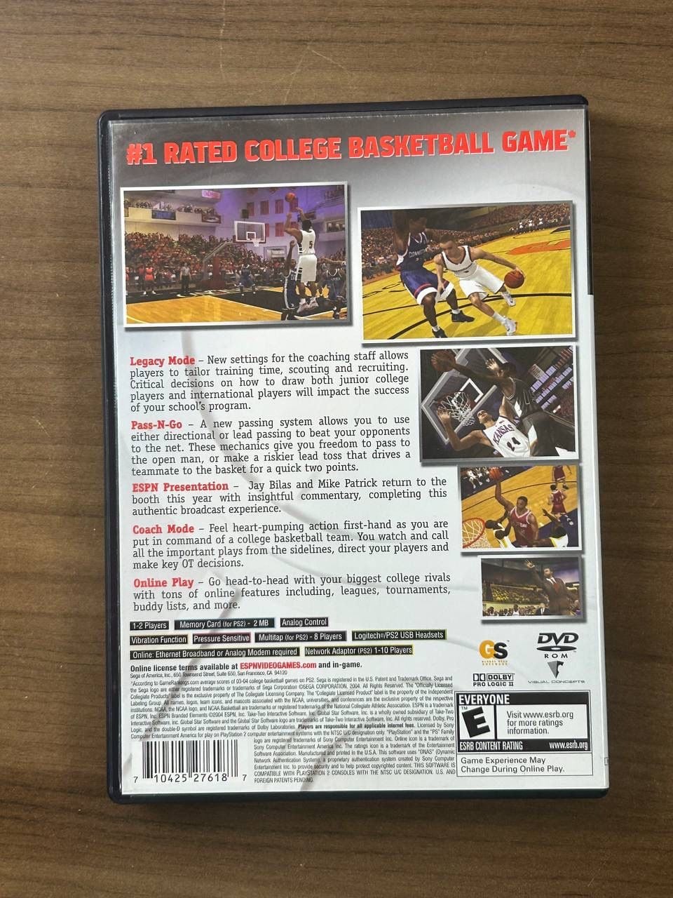 ESPN College Hoops 2K5 PS2 PlayStation 2 Game w/ Manual Case Ex-Rental 3