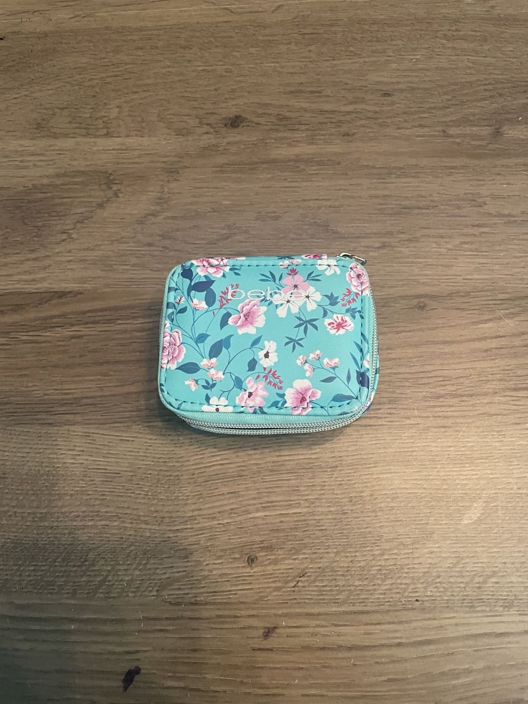 bebe Floral Travel Jewelry/Medicine Box Teal Blue Pink Roses 2