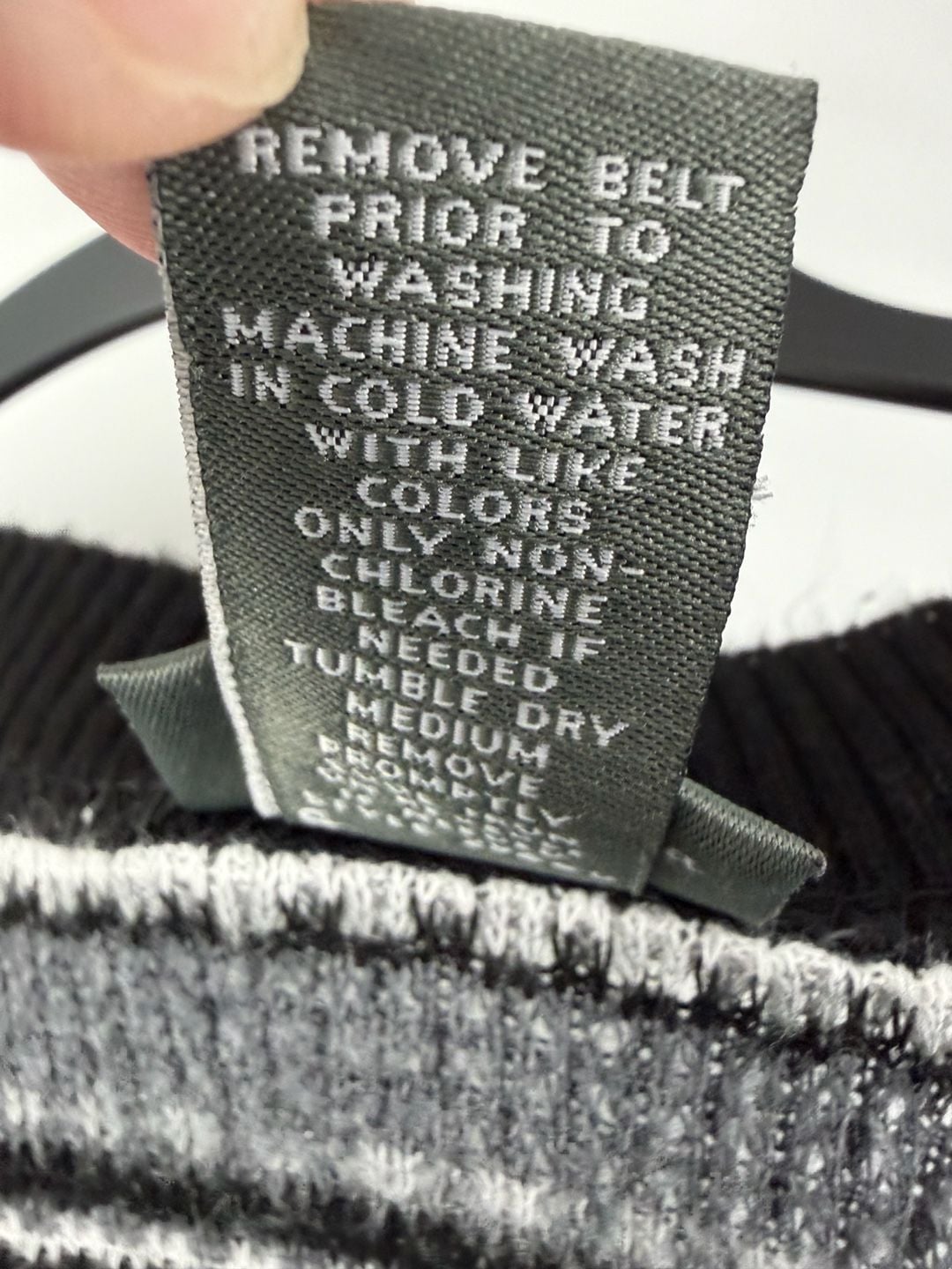 Dots Size Large Black Gray Striped Sweater Tunic Belted Y2K Prep 6
