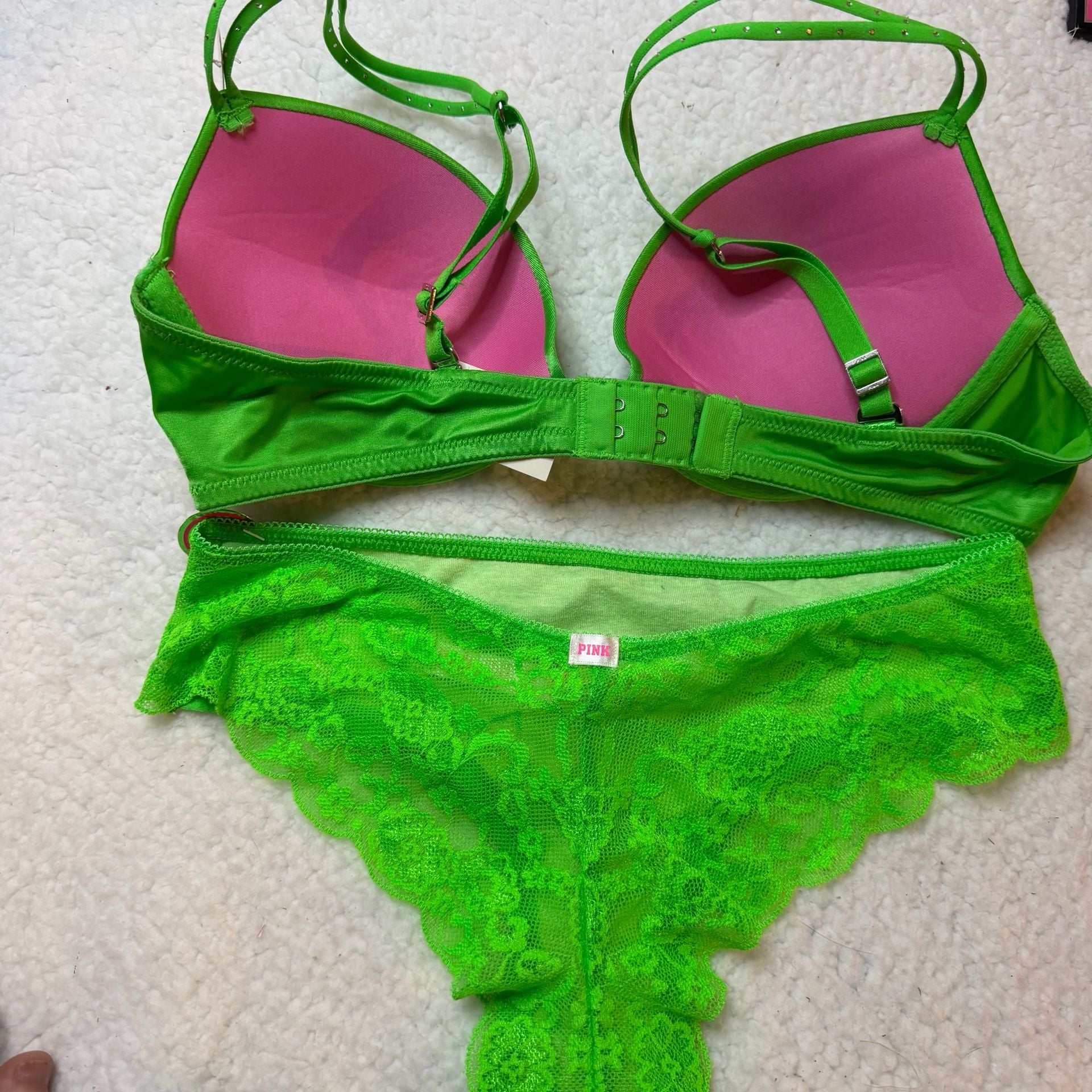 Victoria's Secret PINK Rhinestone Shamrock Bra and Panty Set 2