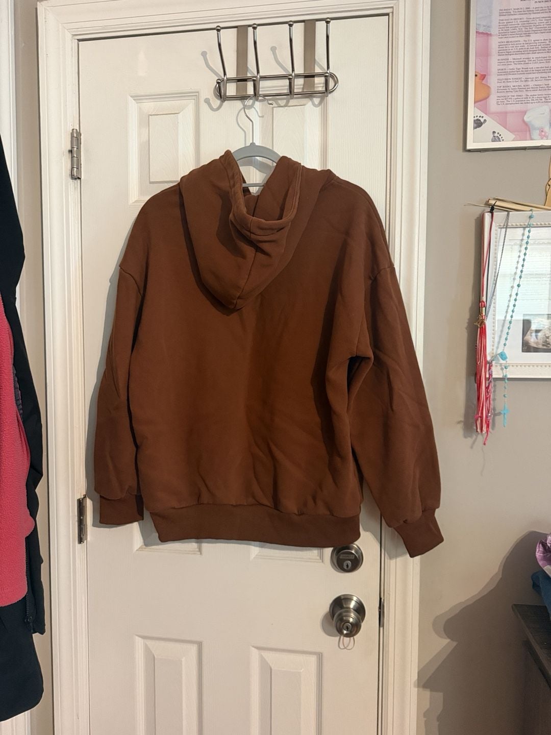 Automet Hoodie Size M Brown Oversized Pullover Sweatshirt 4
