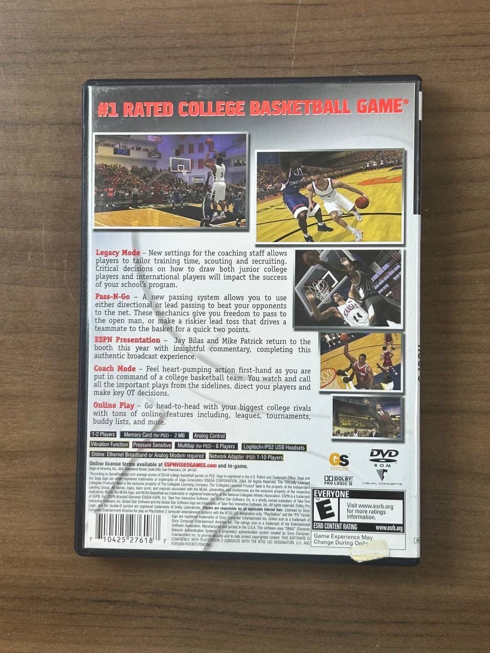 ESPN College Hoops 2K5 PS2 PlayStation 2 Game w/ Manual Case Ex-Rental 3