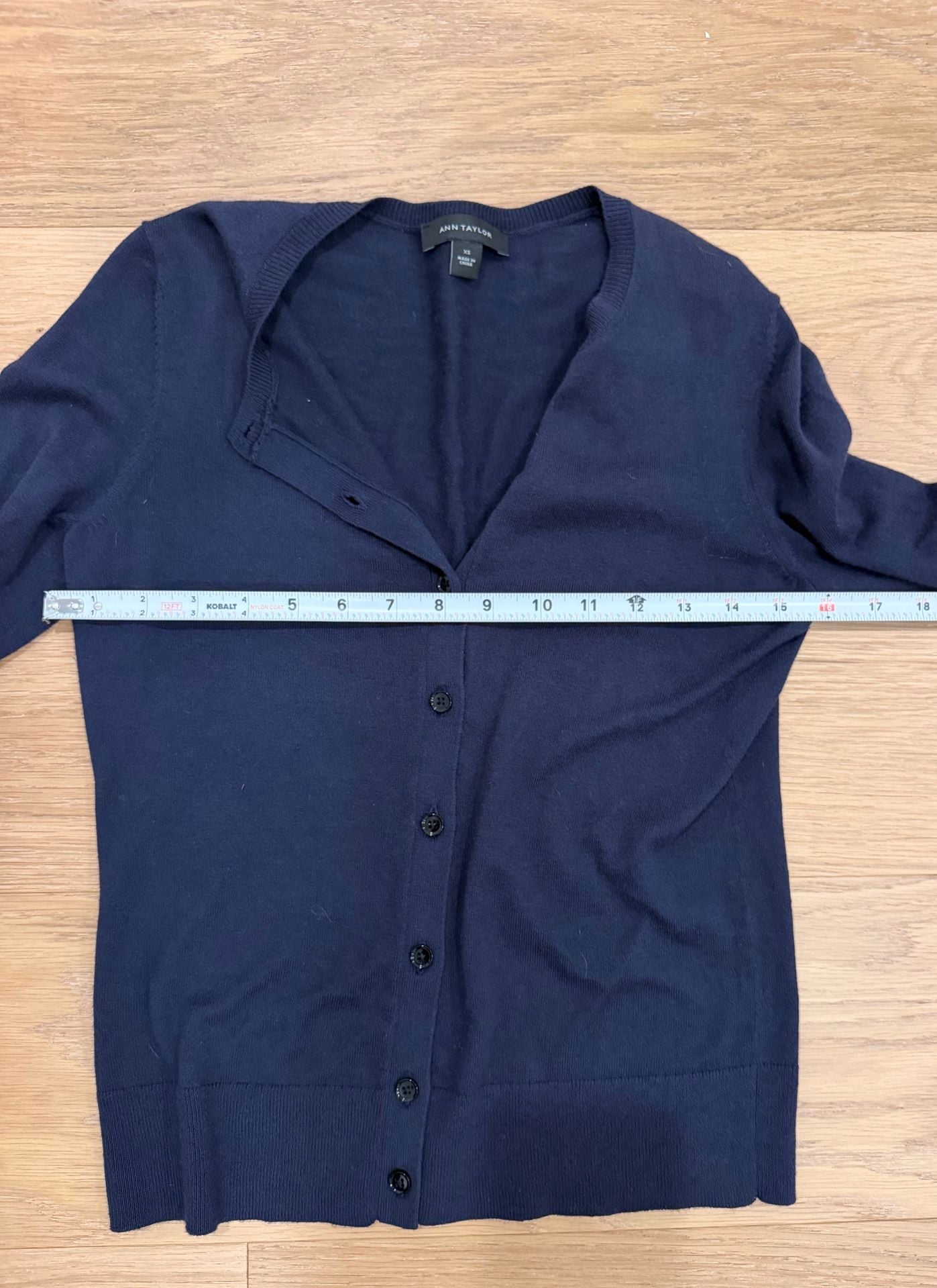 Ann Taylor Preppy Classic Sweater Size XS Blue Knit Long Sleeve Cardigan 6