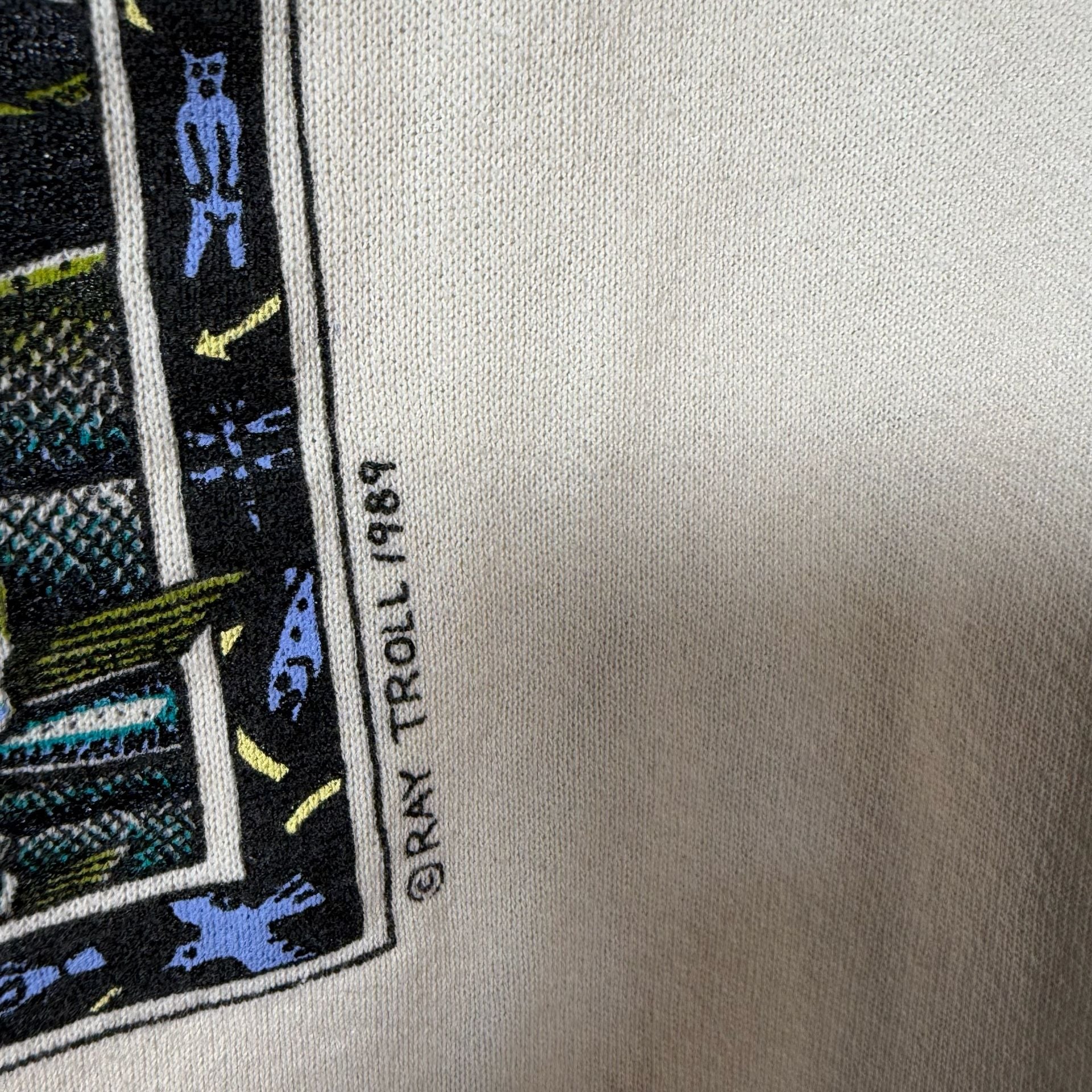 VTG 1989 Ray Troll Preserve The Balance Sweatshirt Cream Crewneck L USA Lee Art 4