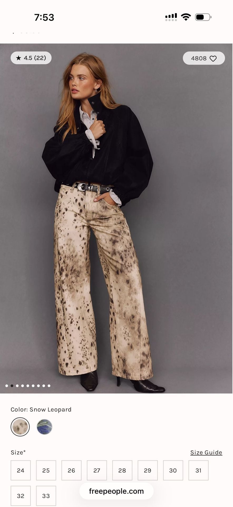 Free people We The Free Alter Ego Wide-Leg Printed Jeans Size 28 2
