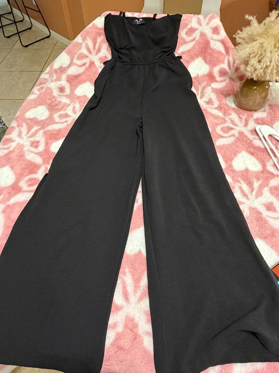Jolie & Joy Jumpsuit Size M Black Wide Leg Romper 3