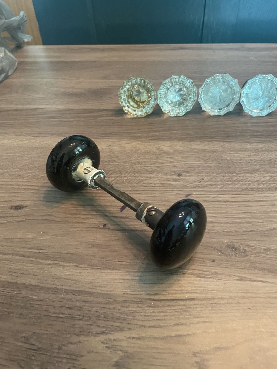 Vintage Assorted Door Knobs Lot Glass Bakelite Brass 3