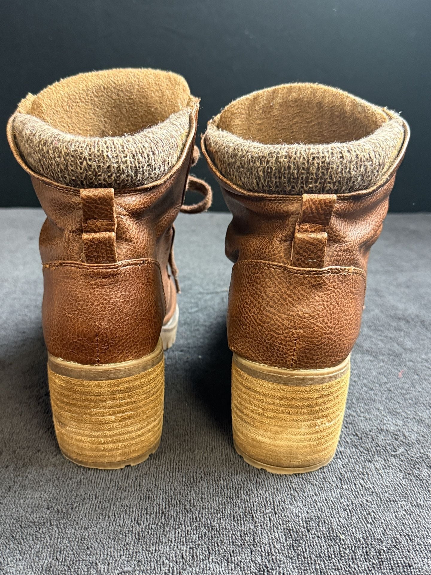 MIA Booties Size 10 Brown Faux Leather Knit Collar 5