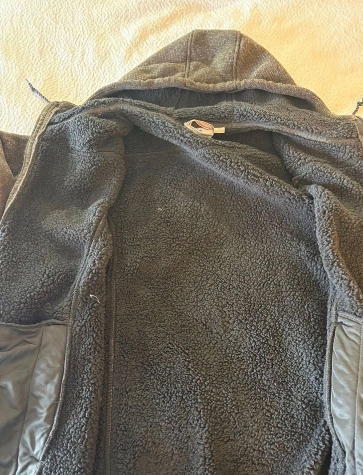 Rugged Elements Mens Large Sherpa Lined Hooded Jacket Gray Full Zip Fleece Coat 9