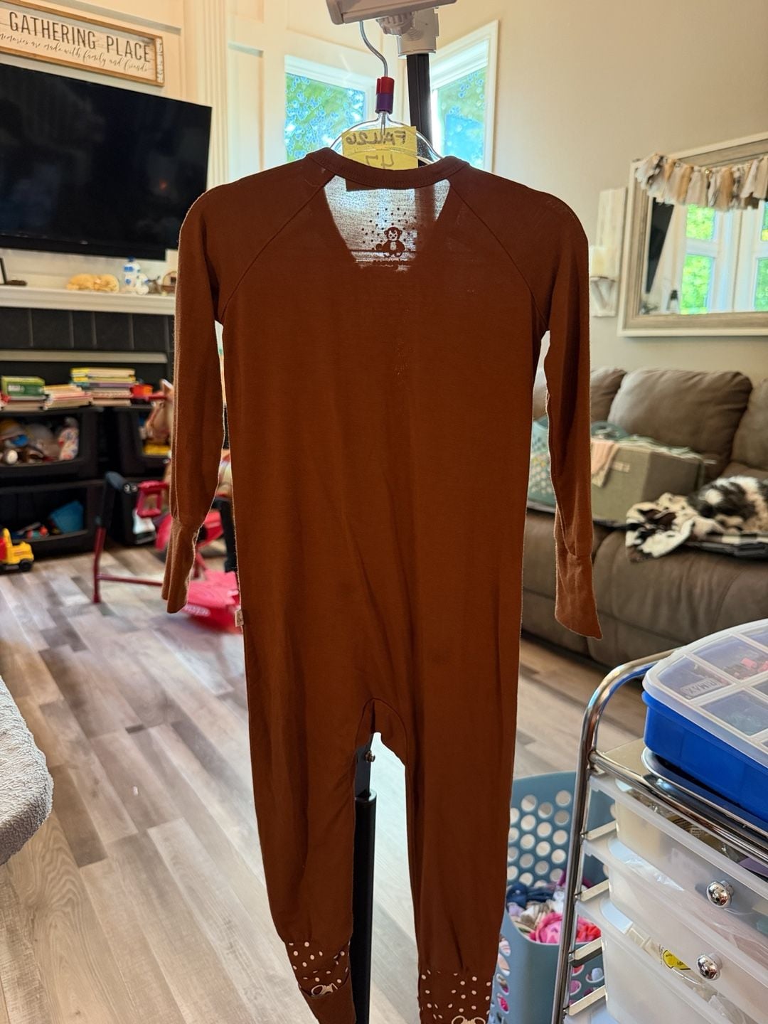 Monkeeroos Pajamas Zip Romper Size 6-12 M Brown Bamboo 4
