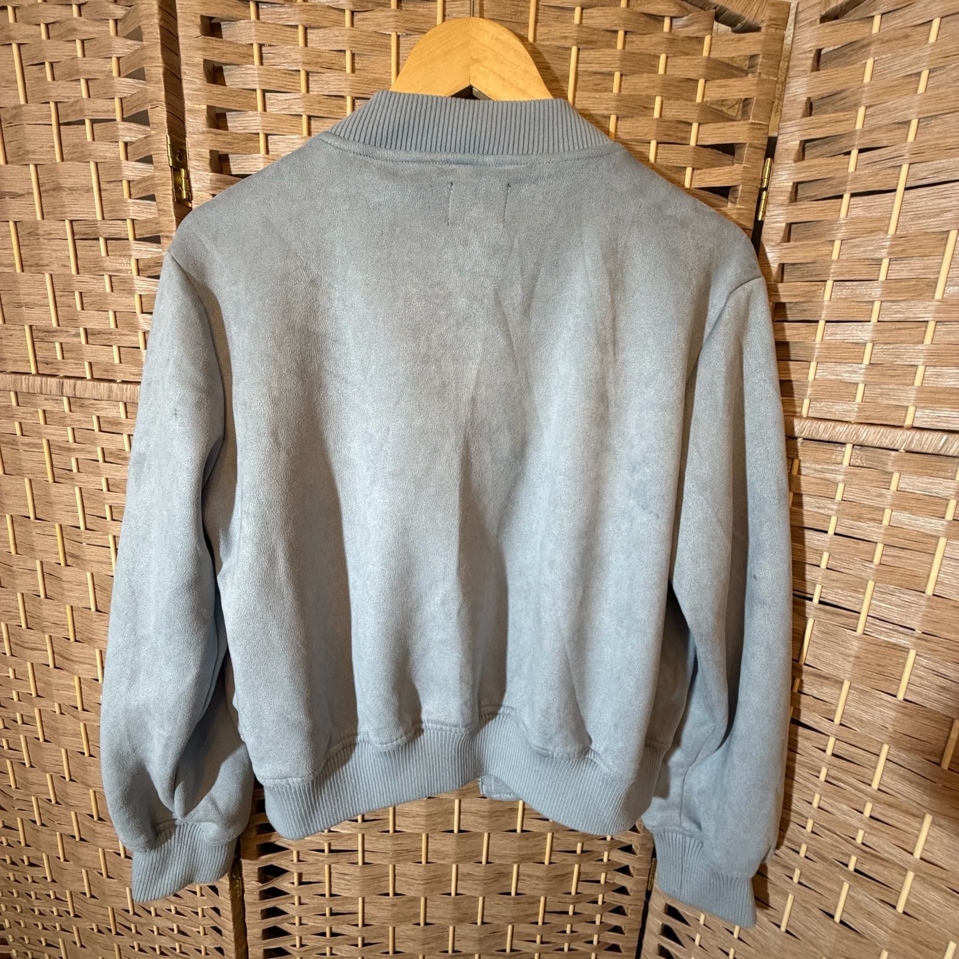 Cisono Outerwear Suede Bomber Jacket Size L Blue 6