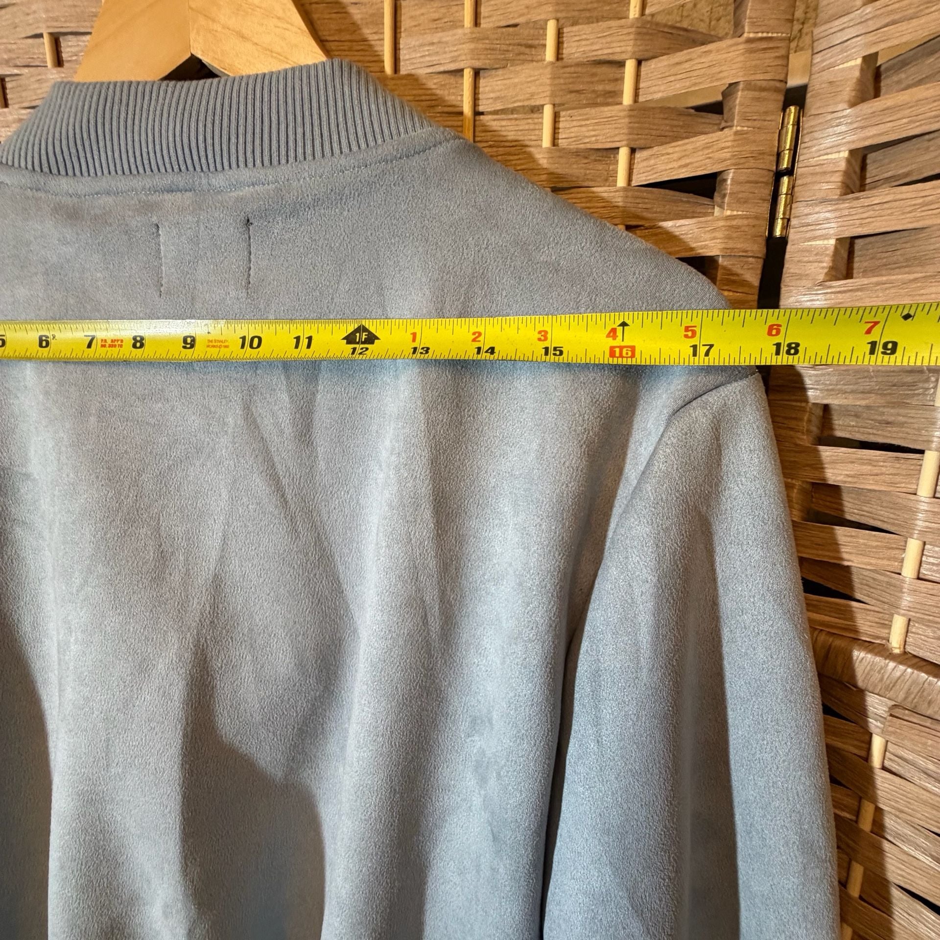 Cisono Outerwear Suede Bomber Jacket Size L Blue 8