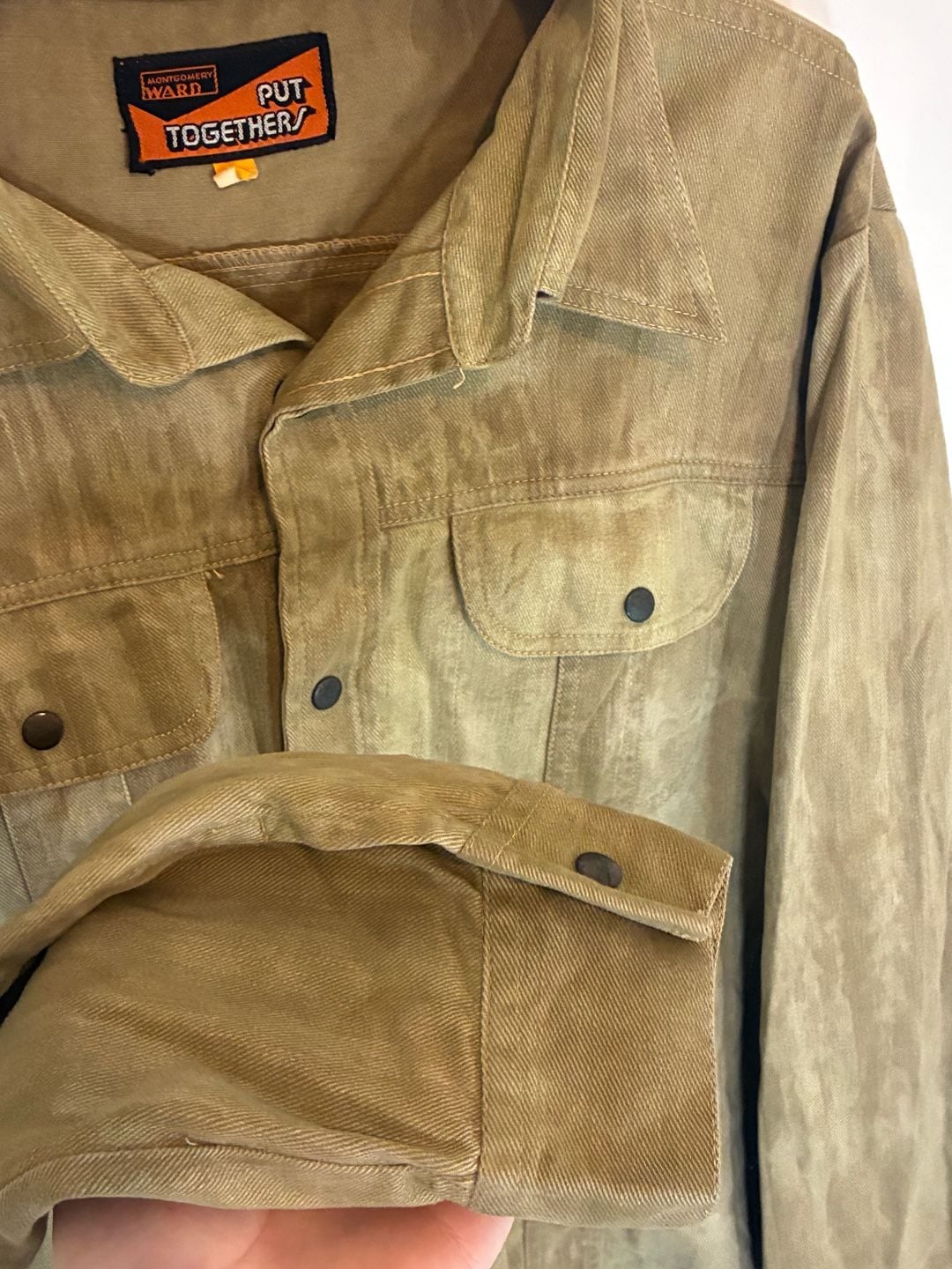 1970s FADED Montgomery Ward Put Togethers Jacket Size XL Olive Green/Tan 4