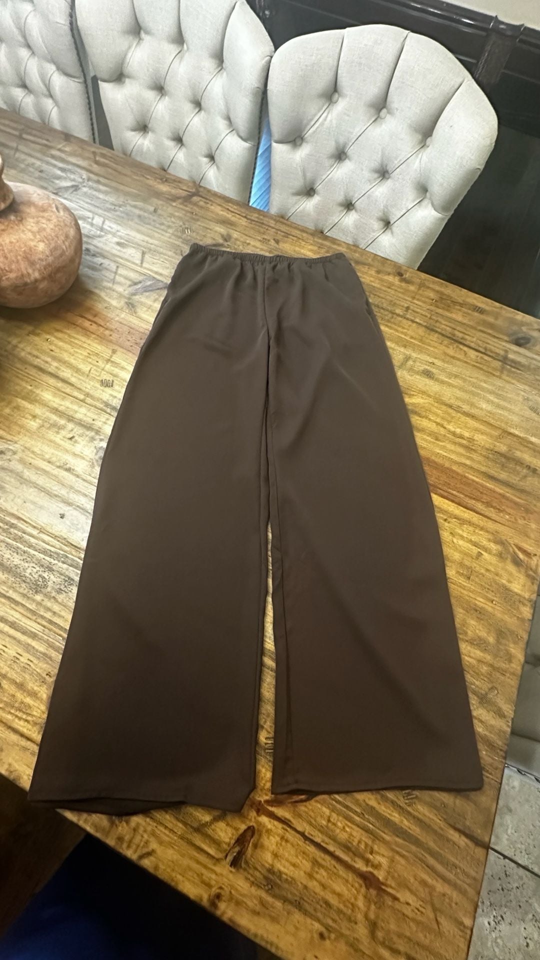 A New Day Wide Leg Pants Size S Brown Pull On Polyester 2