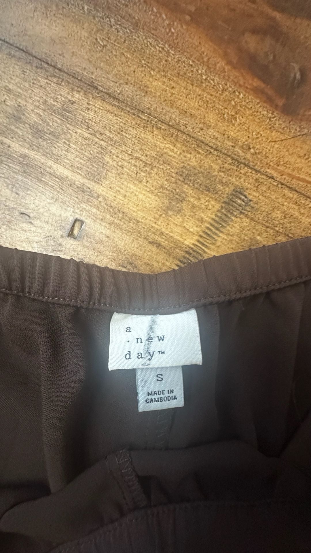A New Day Wide Leg Pants Size S Brown Pull On Polyester 4